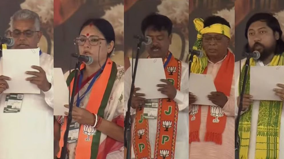 শপথ নিলেন মুখ্যমন্ত্রী শুভেন্দু, সঙ্গে ৫ মন্ত্রীও
