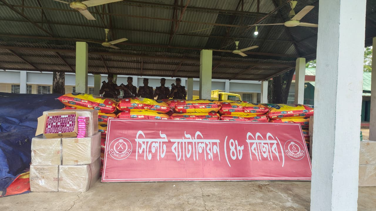 সিলেট সীমান্তে বিজিবির অভিযানে ১ কোটি ১৮ লক্ষাধিক টাকার চোরাচালানী মালামাল জব্দ
