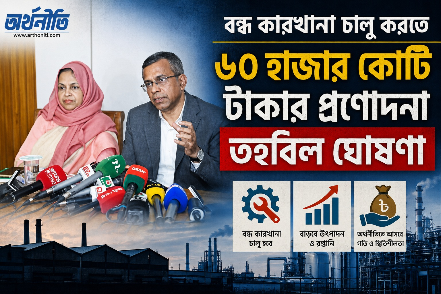 বন্ধ কারখানা চালু করতে ৬০ হাজার কোটি টাকার প্রণোদনা তহবিল ঘোষণা