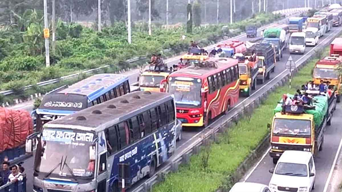 ঢাকা-টাঙ্গাইল-যমুনা সেতু মহাসড়কে ৪৫ কিলোমিটার যানজট