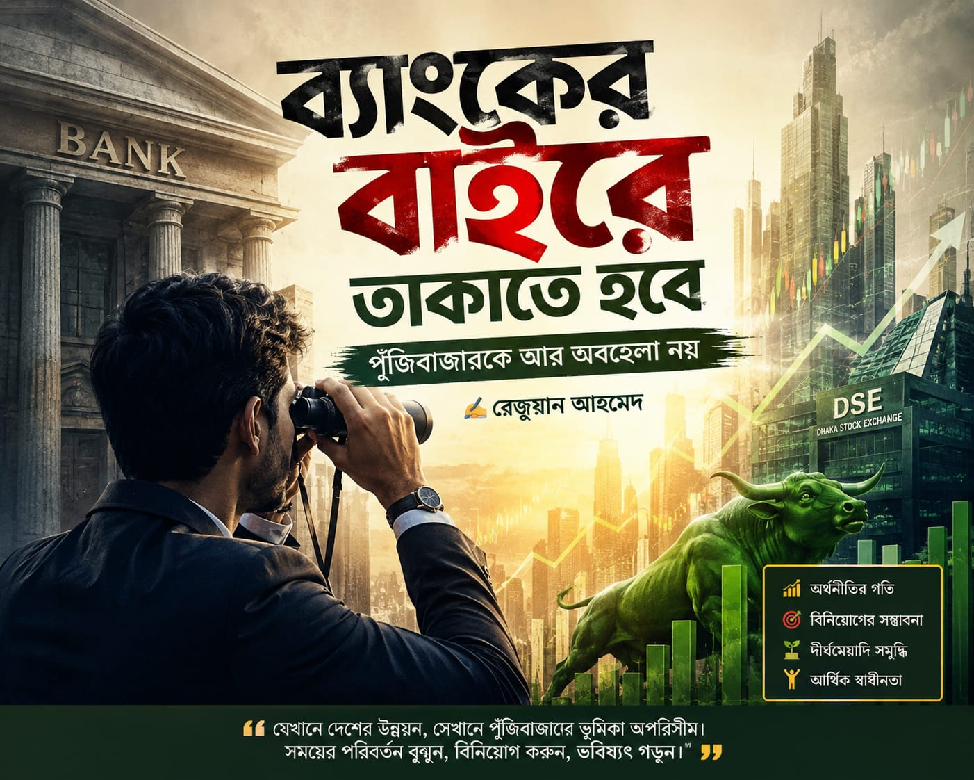 ব্যাংকের বাইরে তাকাতে হবে, পুঁজিবাজারকে আর অবহেলা নয়