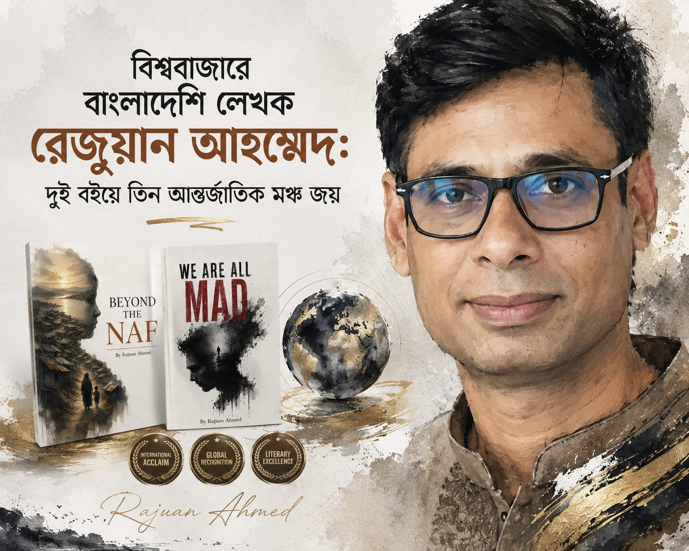 বিশ্ববাজারে বাংলাদেশি লেখক রেজুয়ান আহম্মেদ: দুই বইয়ে তিন আন্তর্জাতিক মঞ্চ জয়