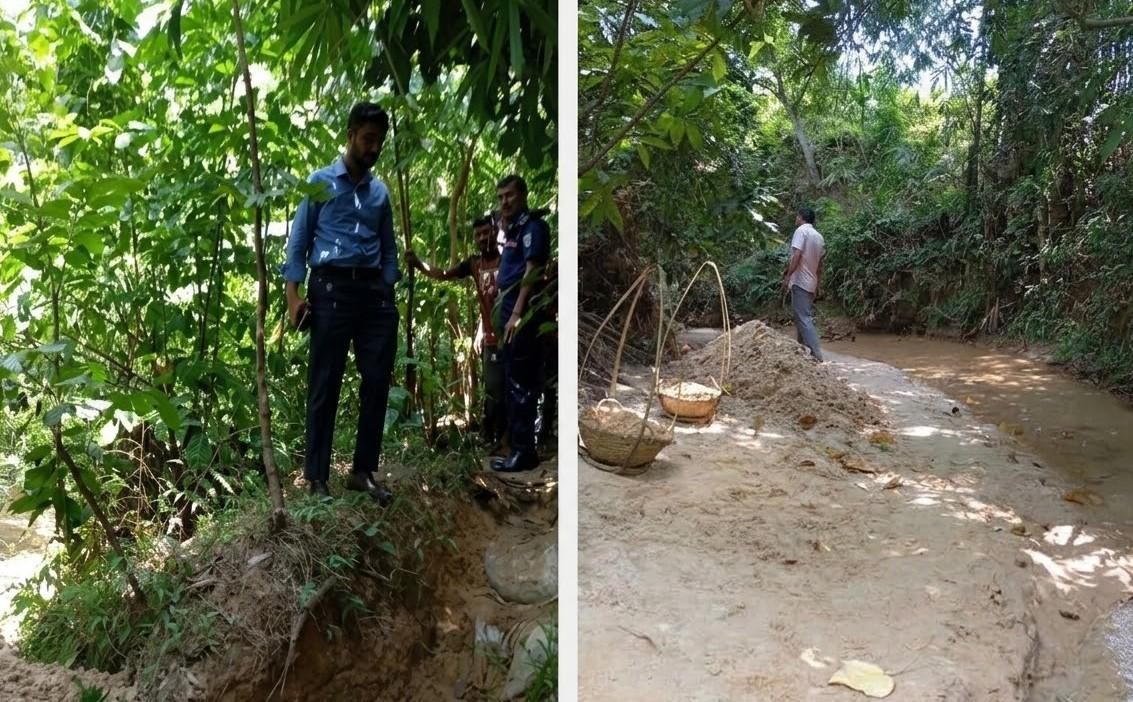 শ্রীমঙ্গলে অবৈধ বালু উত্তোলন: দুইজনের এক মাস করে কারাদণ্ড